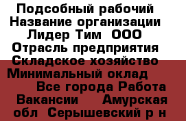 Подсобный рабочий › Название организации ­ Лидер Тим, ООО › Отрасль предприятия ­ Складское хозяйство › Минимальный оклад ­ 15 000 - Все города Работа » Вакансии   . Амурская обл.,Серышевский р-н